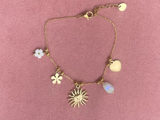 Bracelet soleil cœur fleurs✨
